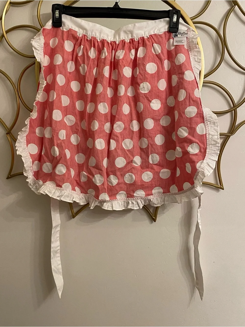 Disney Parks Adult Minnie Mouse Polka Dot Half Apron Ruffled Red White NEW